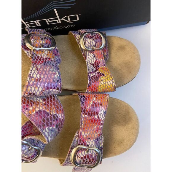 Dansko Heels 2 Buckles size 38 Purple Pink Animal Print USA 7 - Picture 6 of 7